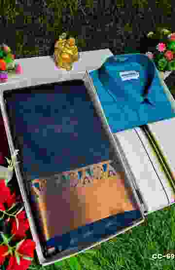 COUPLE COMBO MATCHING AND MATCHING TRADITIONAL SET MATCHING COMBO FOR FESTIVAL SEASONS - LIGHT BLUE