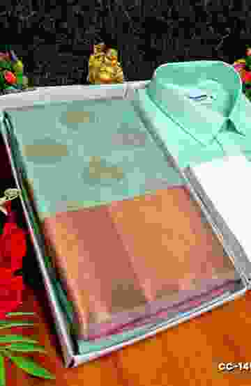 COUPLE COMBO MATCHING AND MATCHING TRADITIONAL SET MATCHING COMBO FOR FESTIVAL SEASONS - TURQUOISE GREEN (2)