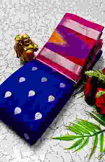 BANARASI POCHAMPALLY ALL OVER BODY SILVAR ZARI BUTTA DESIGN   FUNCTION WEAR SOFT SILK SAREES - ROYAL BLUE