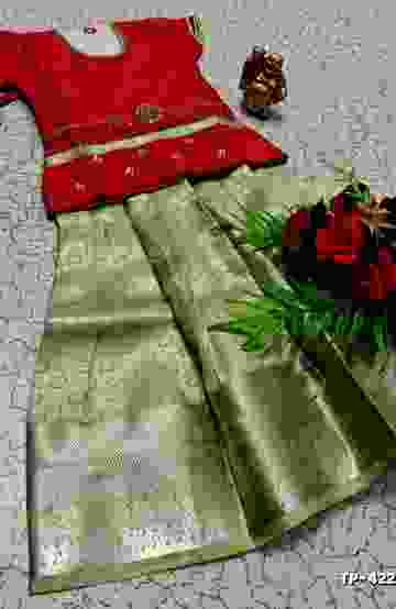 FESTIVAL AND FUNCTION WEAR TRADITIONAL KIDS PATTU PAVADAI STONE WORK DESIGN  - MEJANTA (2)