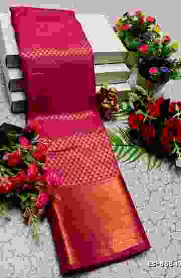 BRIDAL SILK GOLD SILVAR AND COPPER ZARI WEAVE AND WEDDING ART SILK SAREES - VADAMALLI