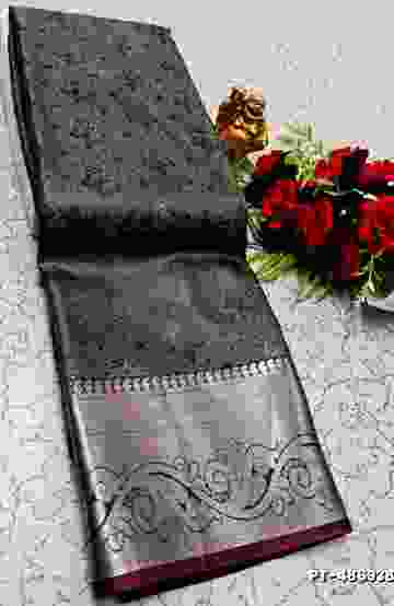 DIGITAL EMBROIDERY PRINTING COTTON SAREES - LIGHT SKY BLUE (3)