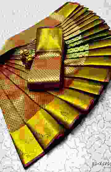 BRIDAL SILK GOLD SILVAR AND COPPER ZARI WEAVE AND WEDDING ART SILK SAREES - BROWN (1)