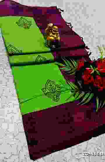 DEGITAL KARGIL PRINTED  COTTON TYPE SAREE - - LIGHT GREEN SHADE