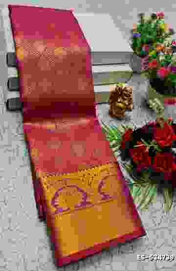 BRIDAL SILK GOLD SILVAR AND COPPER ZARI WEAVE AND WEDDING ART SILK SAREES - VADAMALLI (1)