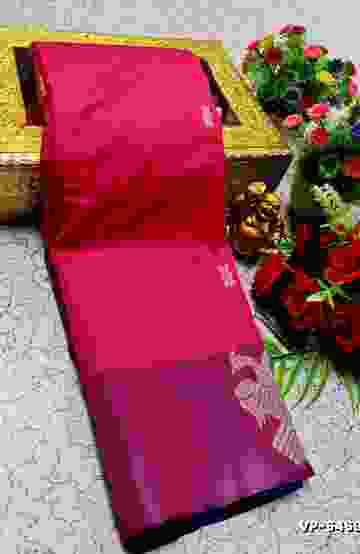 VAALAINAAR (VAZHAI) PATTU SOFT SILK SAREES FUNCTION AND FESTIVALS PERPECT WEAR - RUBY COLOUR (1)