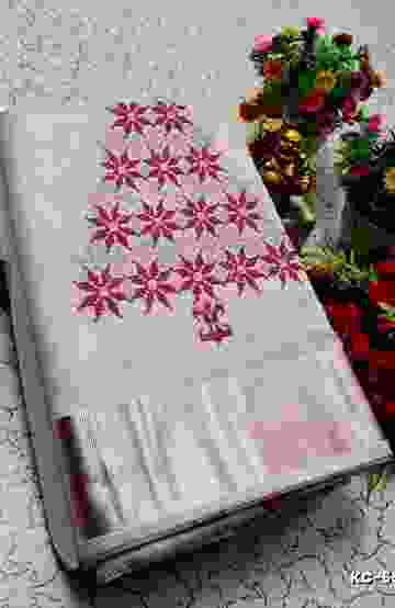 TRENDING KERALA SPECIAL FULL WORK EMBOSSED DIGITAL PRINTING TISSUE SAREE COLLECTIONS - BEIGE COLOUR (59)