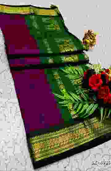 TRENDING DIGITAL EMBROIDERY ZARI WORK KALIYANI COTTON SAREES - INDIGO COLOUR