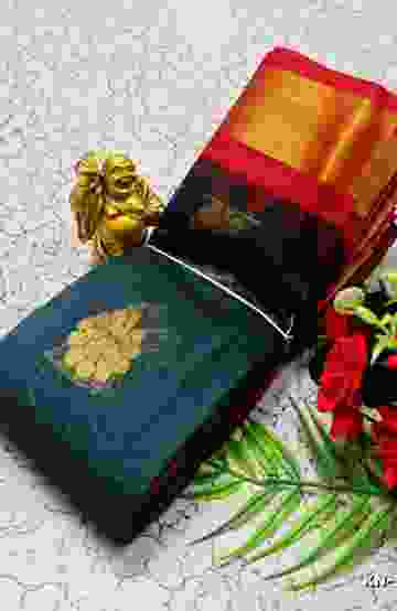 KORVAI KOTANJI TRENDY & FANCY BHUTTA AND 2/100 SILK COTTON SAREES FUNCTION WEAR - PEACKOK BLUE