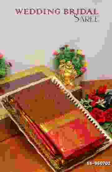 BRIDAL SILK GOLD SILVAR AND COPPER ZARI WEAVE AND WEDDING ART SILK SAREES - MERUN (4)