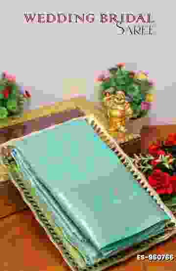BRIDAL SILK GOLD SILVAR AND COPPER ZARI WEAVE AND WEDDING ART SILK SAREES - TUQUOISE (1)