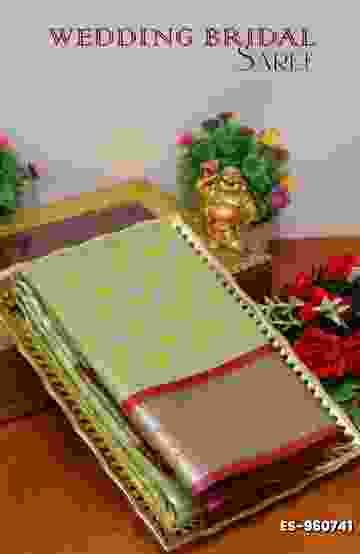BRIDAL SILK GOLD SILVAR AND COPPER ZARI WEAVE AND WEDDING ART SILK SAREES - LIGHT GREEN (2)