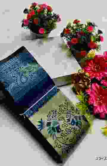 DIGITAL PRINTING KALIYANI LINEN COTTON SAREES - TEAL COLOUR