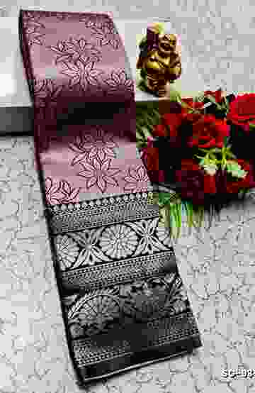 FANCY PLAIN  SOFT SILK SAREES - PURPLE COLOUR (2)