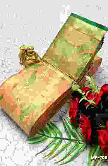 BRIDAL SILK GOLD SILVAR AND COPPER ZARI WEAVE AND WEDDING ART SILK SAREES - LIGHT SANDLE (3)