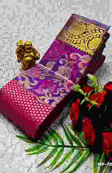 BRIDAL SILK GOLD SILVAR AND COPPER ZARI WEAVE AND WEDDING ART SILK SAREES - PEACH