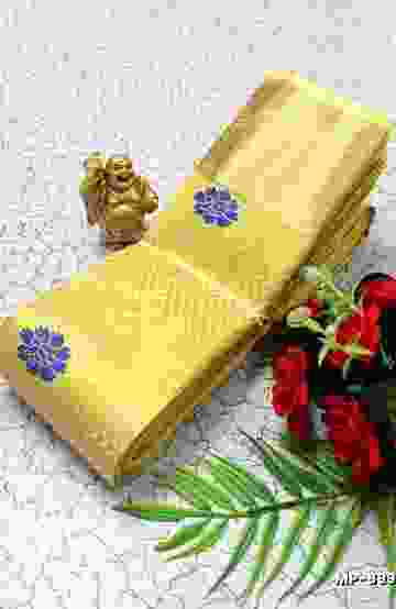 BRIDAL SILK GOLD SILVAR AND COPPER ZARI WEAVE AND WEDDING ART SILK SUBA MUHURTHA PATTU SAREES - YELLOW (3)