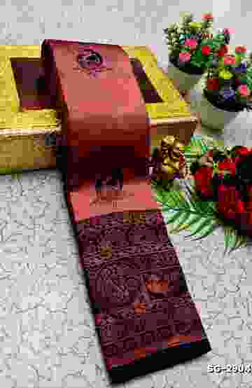 KORVAI KOTANJI TRENDY & FANCY BHUTTA AND 2/100  SILK COTTON SAREES FUNCTION WEAR - DARK PINK (2)