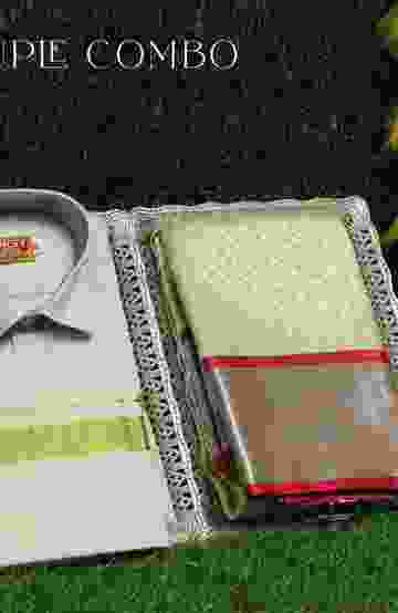 ELEGANT TISSUE DHOTI SHIRT & SAREE COUPLE COMBO COORDINATED LOOK FOR SPECIAL OCCASIONS - LIGHT GREEN (2)