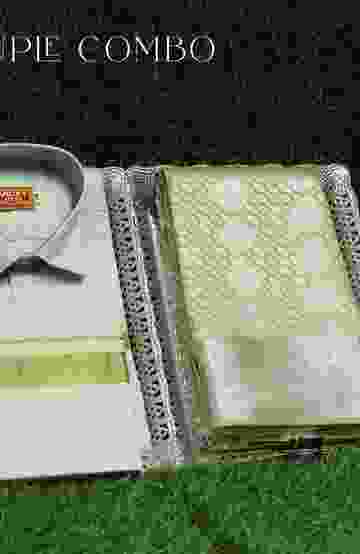 ELEGANT TISSUE DHOTI SHIRT & SAREE COUPLE COMBO COORDINATED LOOK FOR SPECIAL OCCASIONS - LIGHT GREEN (3)