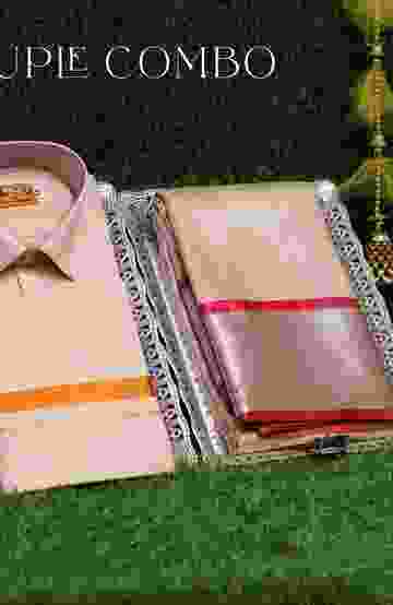 Elegant Tissue Dhoti Shirt & Saree Couple Combo coordinated look for special occasions - LIGHT SANDLE (7)