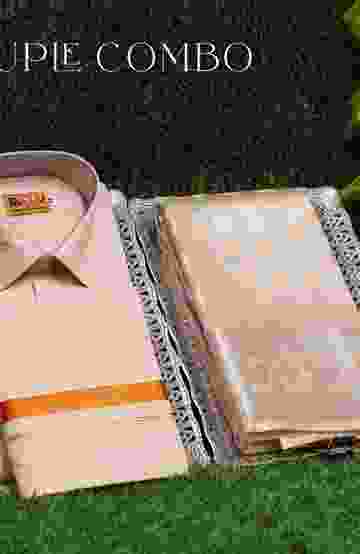 ELEGANT TISSUE DHOTI SHIRT & SAREE COUPLE COMBO COORDINATED LOOK FOR SPECIAL OCCASIONS - BABY PINK (13)