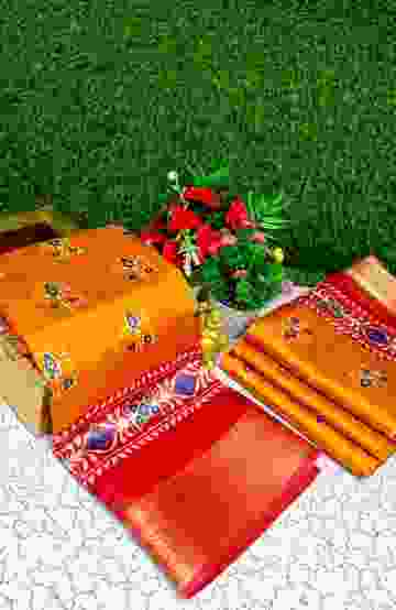 GEORGETTE FANCY SOFT SILK SAREES WITH BLOUSE MODERN FANCY SAREES - YELLOW