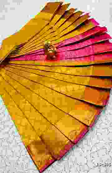 BRIDAL SILK GOLD SILVAR AND COPPER ZARI WEAVE AND WEDDING ART SILK SAREES - ORANGE N (4)