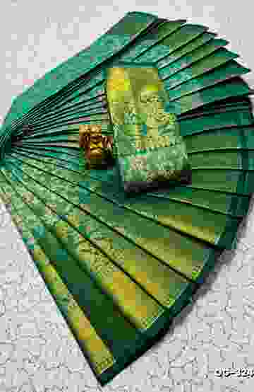 BRIDAL SILK GOLD SILVAR AND COPPER ZARI WEAVE AND WEDDING ART SILK SAREES - LIGHT PEACH (3)