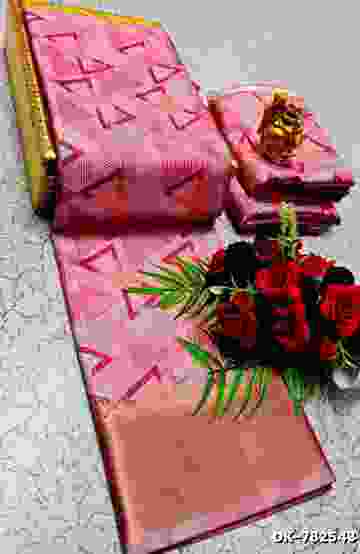 Digital printing dola silk cotton sarees - LIGHT PINK