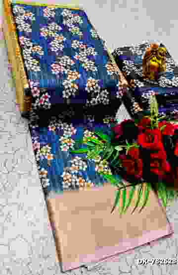 Digital printing dola silk cotton sarees - BULE