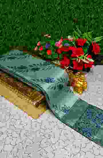 Korvai kotanji Trendy & Fancy bhutta and 2/100 Silk Cotton Sarees Function wear - R BLUE (2)
