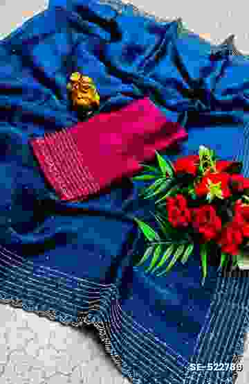 Celestial grace: space silk saree  modern fancy item sarees - BLUE COLOUR (1)