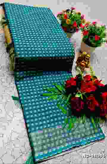 GEORGETTE FANCY SOFT SILK SAREES WITH BLOUSE MODERN FANCY ITEM SAREES - GREEN COLOUR