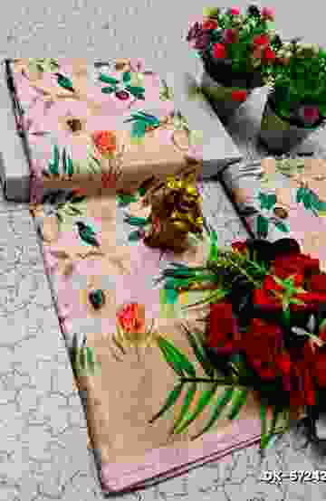 Elegant Floral Dola Silk Saree with Zari Border - BABY PINK (2)