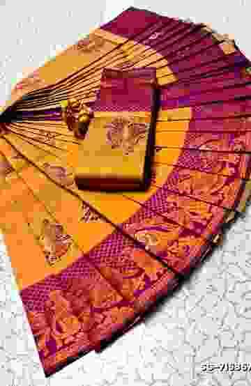 Handloom Khadi Cotton Saree With Hand Painted  Work - MERUN