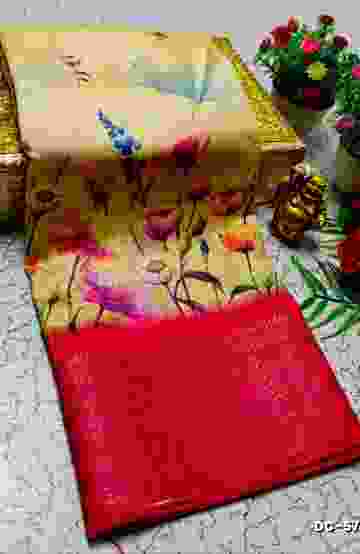 Dailywear cotton sarees all over body flower designpattern design premium look lightweight comfortable wear - CREAM