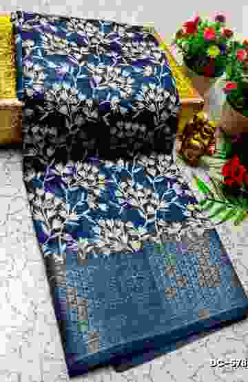 Dailywear cotton sarees all over body flower designpattern design premium look lightweight comfortable wear - NORMAL  BLUE
