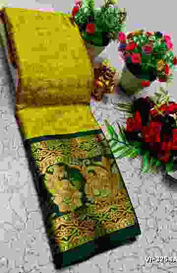 Samuthrika / Vasthrakala Bridal Silk Saree Wedding Saree - EMERALD COLOUR (2)