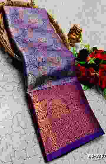 Celestial grace: space silk saree  modern fancy item sarees - INDIGO COLOUR