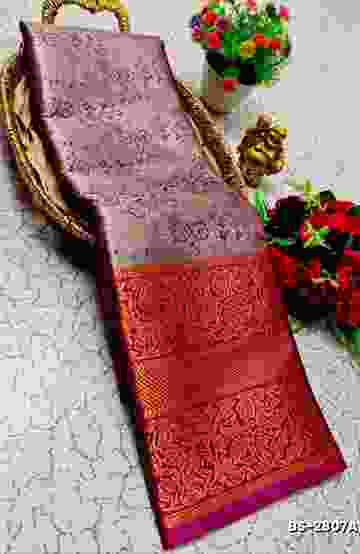 Handloom Khadi Cotton Saree With Hand Painted Work - PURPLE COLOUR
