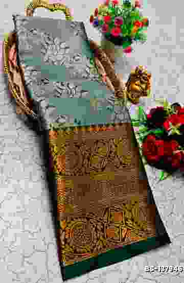 MODERN FANCY SOFT SILK SAREES WITH BUTTA DESIGN - LIGHT GREEN (3)