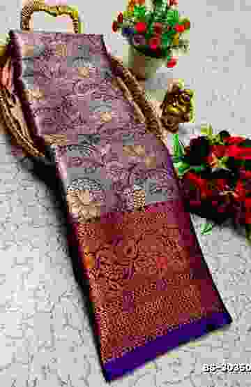 KALYANI SILK TYPE SAREES - INDIGO COLOUR