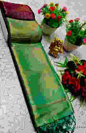 DIGITAL EMBROIDERY PRINTING COTTON SAREES - LIGHT SANDLE