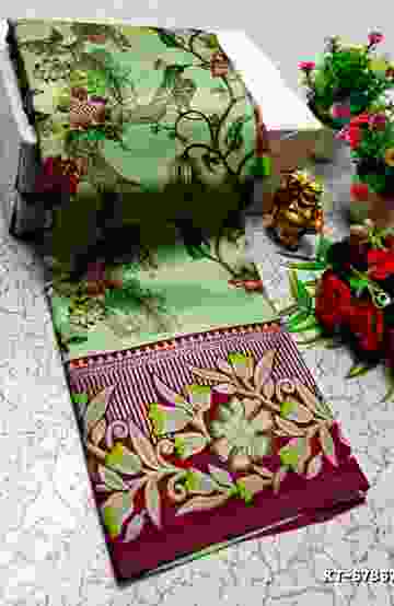 MODERN FANCY SOFT SILK SAREES WITH BUTTA DESIGN - SKY BLUE (3)