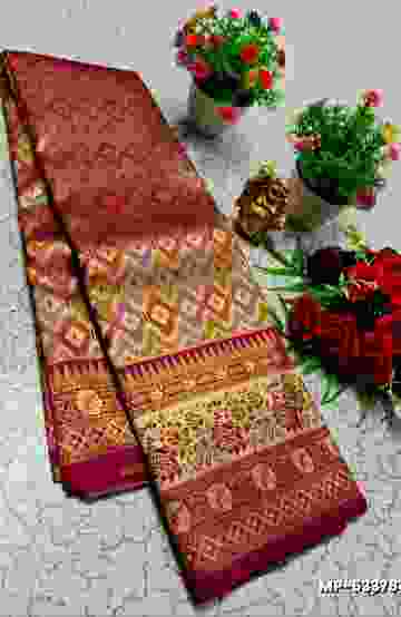 BANARASI POCHAMPALLY ALL OVER BODY SILVAR ZARI BUTTA DESIGN   FUNCTION WEAR SOFT SILK SAREES - R BLUE