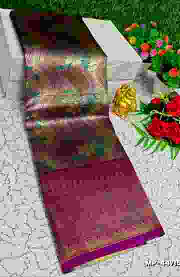 BRIDAL SILK GOLD SILVAR AND COPPER ZARI WEAVE AND WEDDING ART SILK SAREES - TUQUOISE (1)