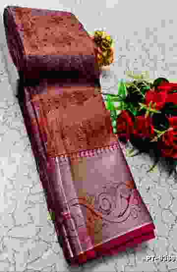 Soft silk fancy best quality poontamil soft silk sarees - BROWN COLOUR