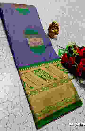 DIGITAL EMBROIDERY PRINTING COTTON SAREES - LIGHT SANDLE