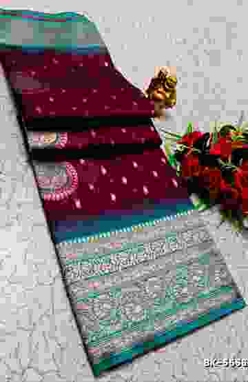Soft silk fancy best quality poontamil soft silk sarees - DARK PINK (1)